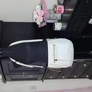 REBECCA MINKOFF STUDDED REGAN FEED CROSSBODY BAG ANTIQUE WHITE